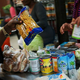 Clients stock up on supplies at a food pantry in New York City. (Spencer Platt/Getty Images)